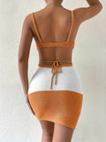 Color Block Scoop Neck Cover Up Dress - Hovatok