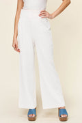 Double Take Full Size Texture Smocked Waist Wide Leg Pants - Hovatok
