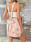 Devine Flower Wide Strap Overalls with Pockets - Hovatok