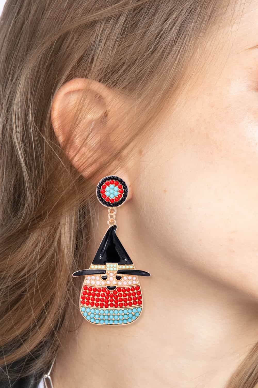 Witch's Hat Shape Synthetic Pearl Dangle Earrings - Hovatok