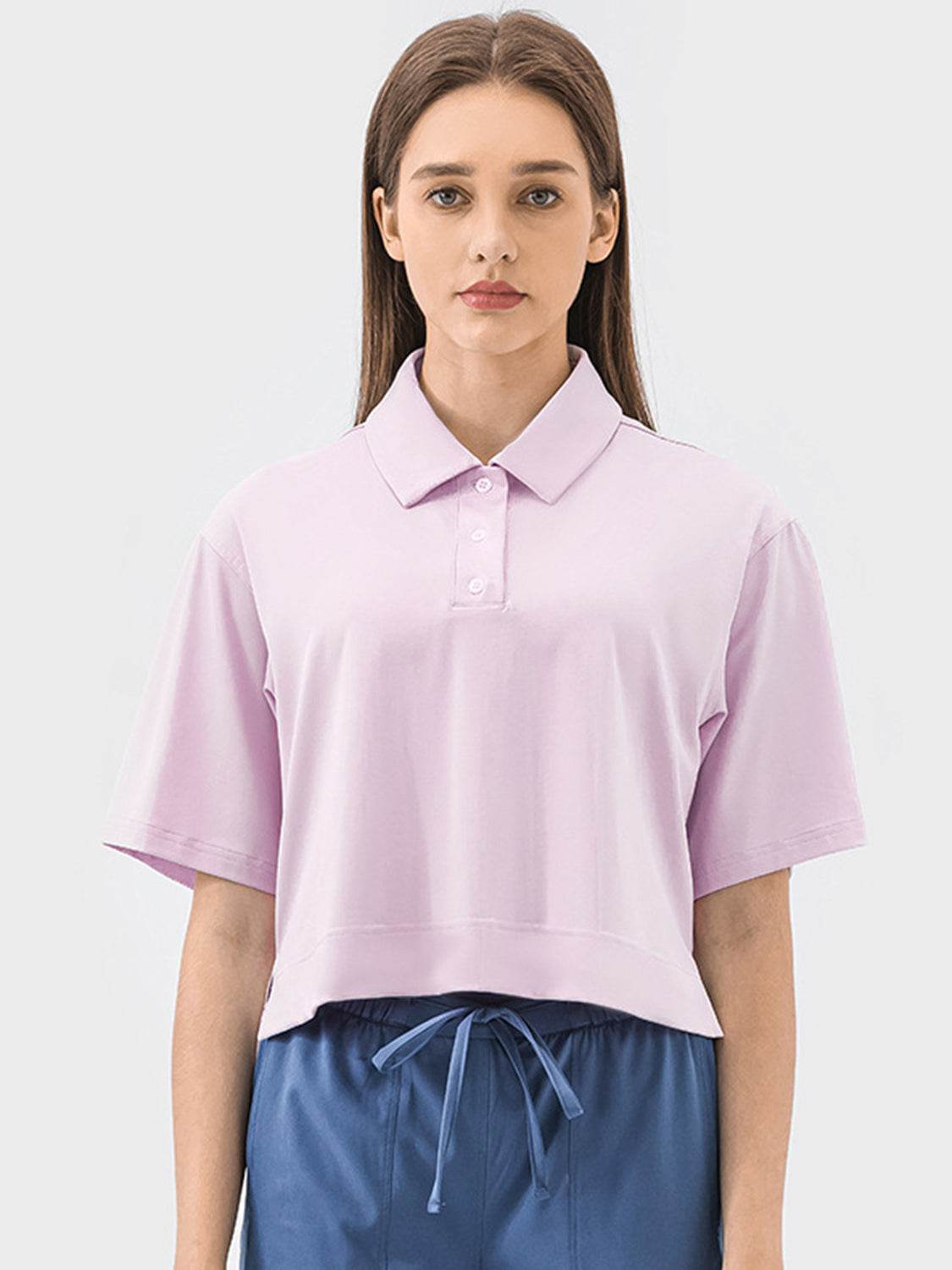 Millennia Half Button Short Sleeve Active T-Shirt - Hovatok