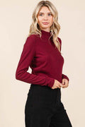 Mittoshop Mock Neck Rib Knit Long Sleeve Crop Top - Hovatok