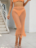 Fringe Openwork High Waist Swim Skirt - Hovatok