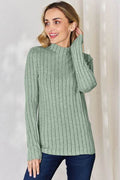 Basic Bae Full Size Ribbed Mock Neck Long Sleeve T-Shirt - Hovatok