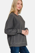 Zenana Full Size Pigment Dyed French Terry Sweatshirt - Hovatok
