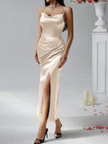 Devine Slit Ruched Maxi Cami Dress - Hovatok