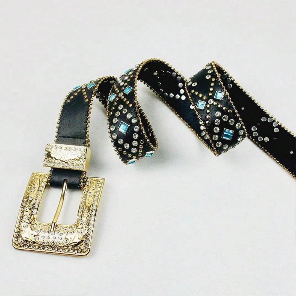 Rhinestone PU Leather Belt - Hovatok
