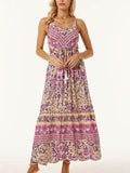 Printed Scoop Neck Midi Cami Dress - Hovatok
