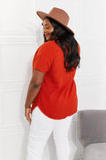 Zenana Full Size Summer Breeze Gauze Short Sleeve Shirt in Copper - Hovatok