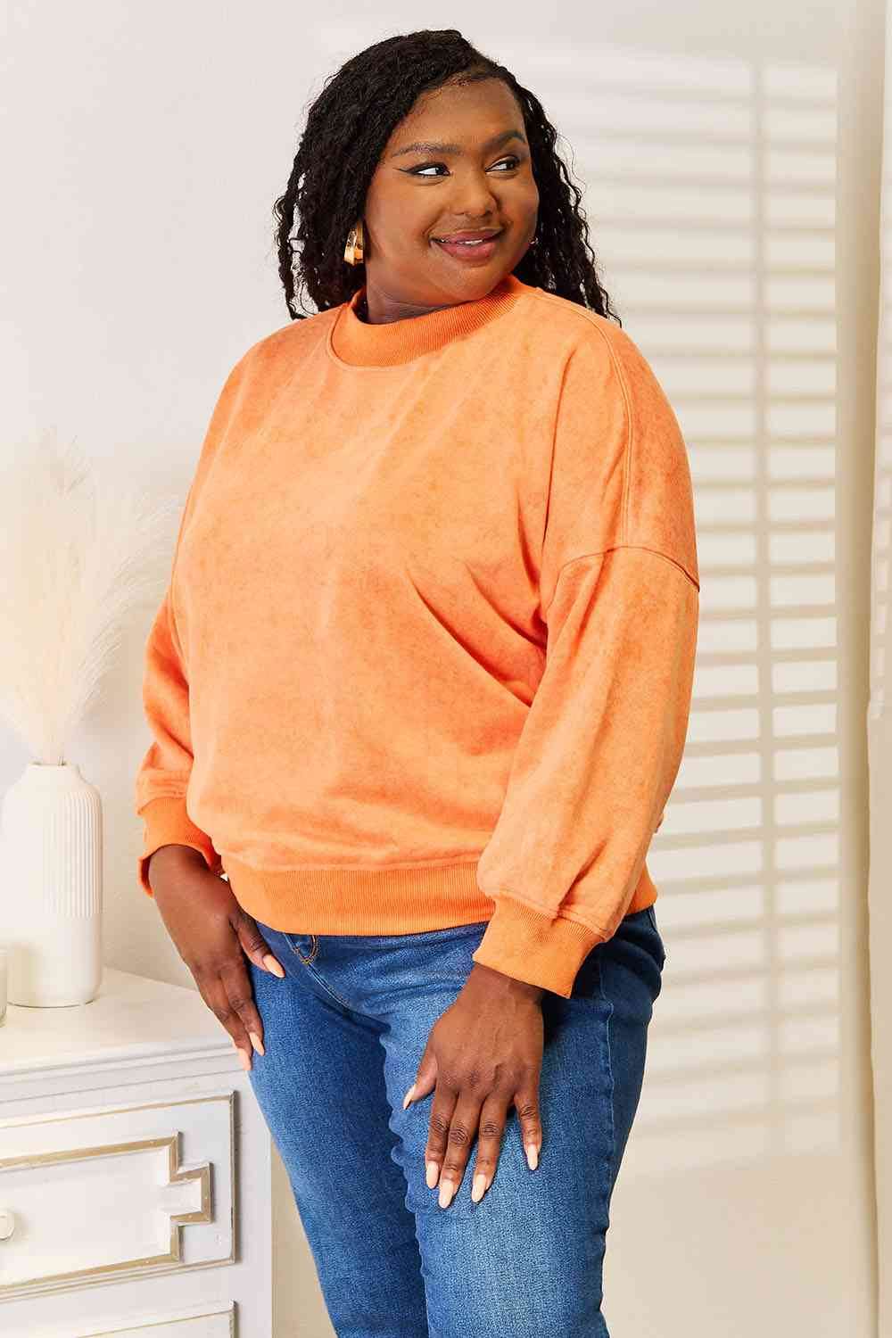 Basic Bae Round Neck Dropped Shoulder Sweatshirt - Hovatok