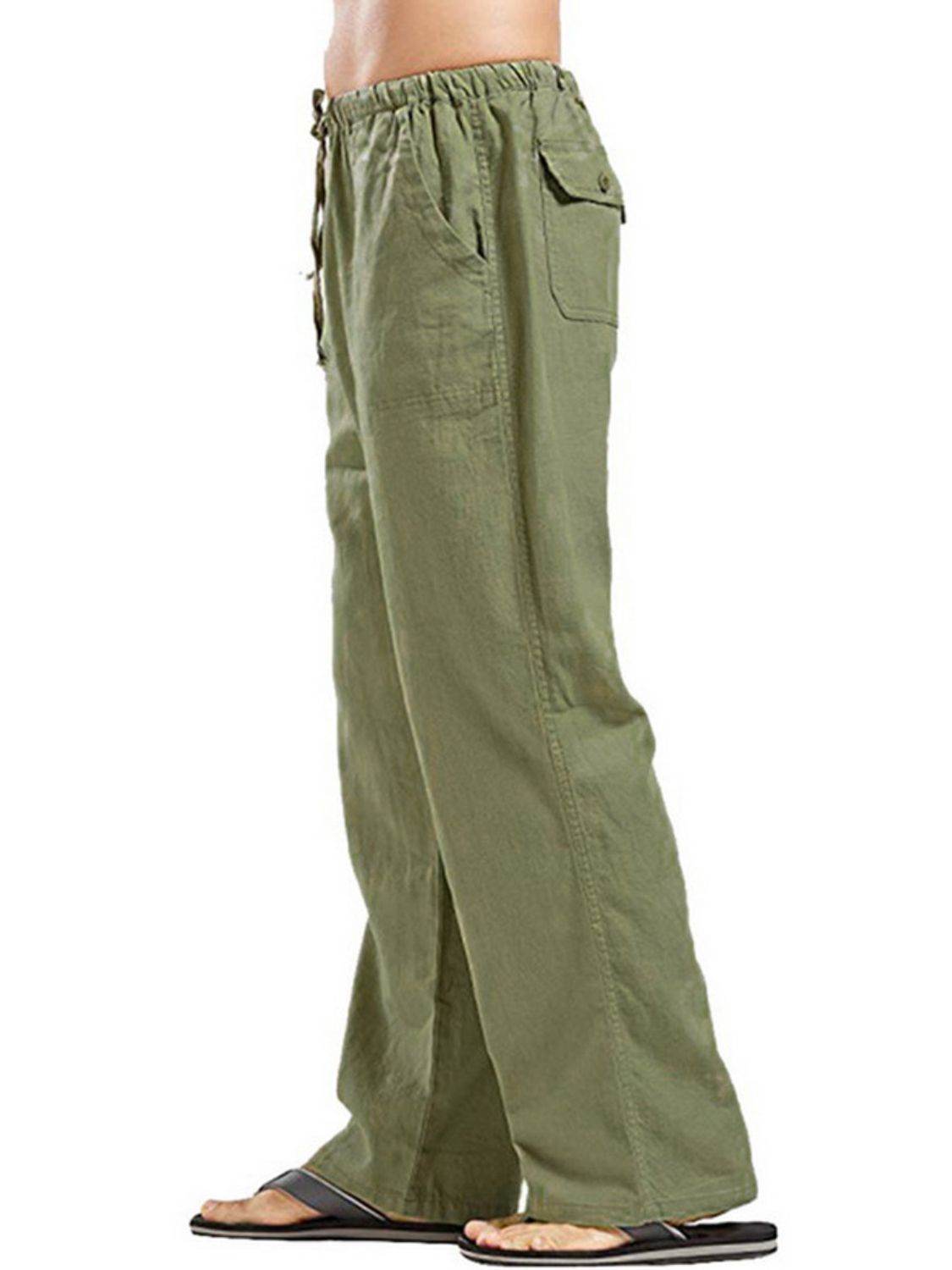 Men's Full Size Drawsting Straight Leg Pants Plus Size - Hovatok