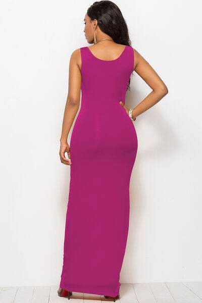 Scoop Neck Wide Strap Maxi Dress - Hovatok