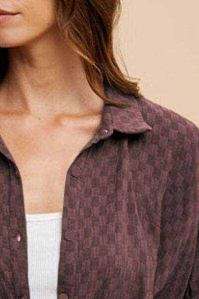 Annie Wear Checkered Button Up Half Sleeve Shirt - Hovatok