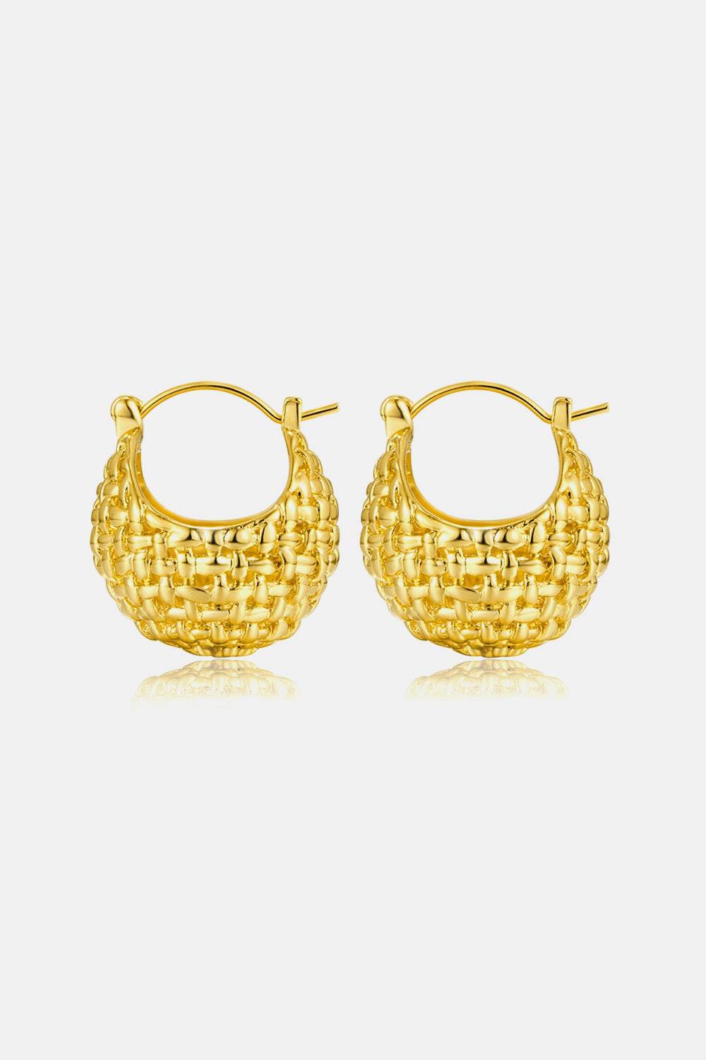 Braided Basket Metal Hoop Earrings - Hovatok