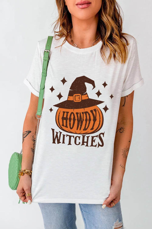 HOWDY WITCHES Round Neck Short Sleeve T-Shirt - Hovatok