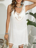 Tassel Scoop Neck Wide Strap Cover-Up - Hovatok