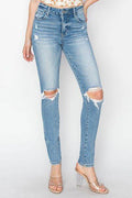 Risen Full Size High Rise Knee Distressed Skinny Jeans - Hovatok