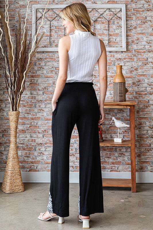 Heimish Full Size Solid Damask Casual Pants Plus Size - Hovatok