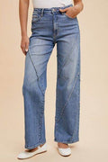 Annie Wear Decorative Seams Wide Leg Jeans - Hovatok