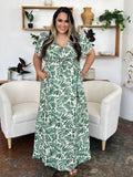 Double Take Full Size Printed Drawstring Short Sleeve Dress - Hovatok