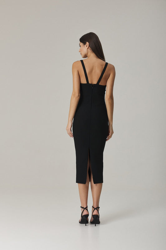 DITA BODY CONTOURING KNIT DRESS IN BLACK